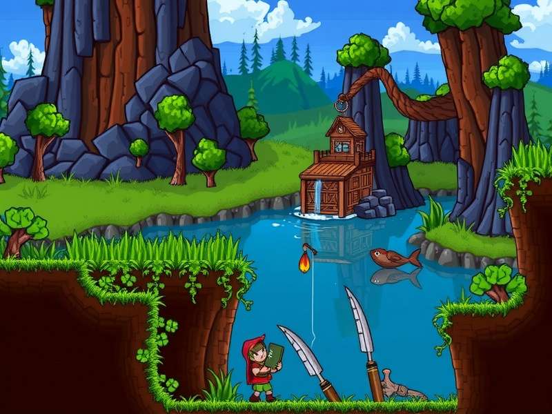 Terraria Fishing Scene with Player Catching Fish