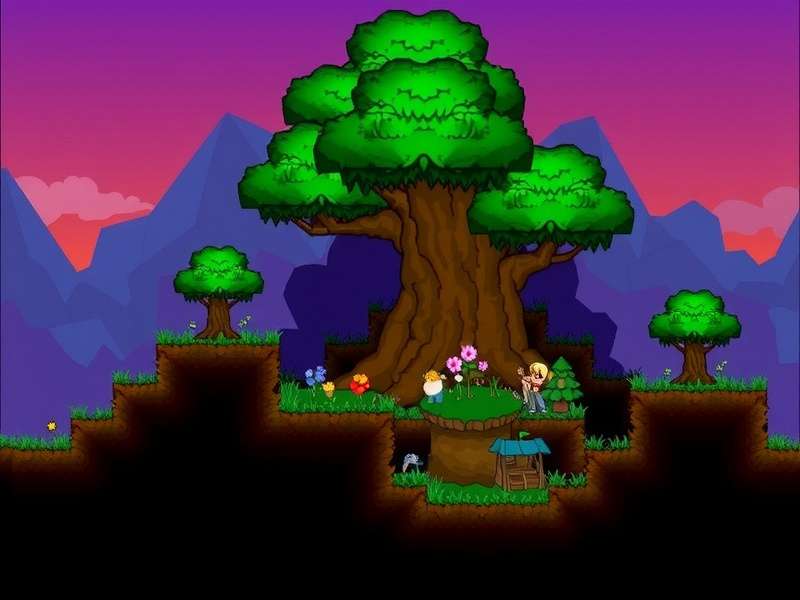 Terraria character classes showcasing Melee, Ranged, Mage, and Summoner outfits and weapons
