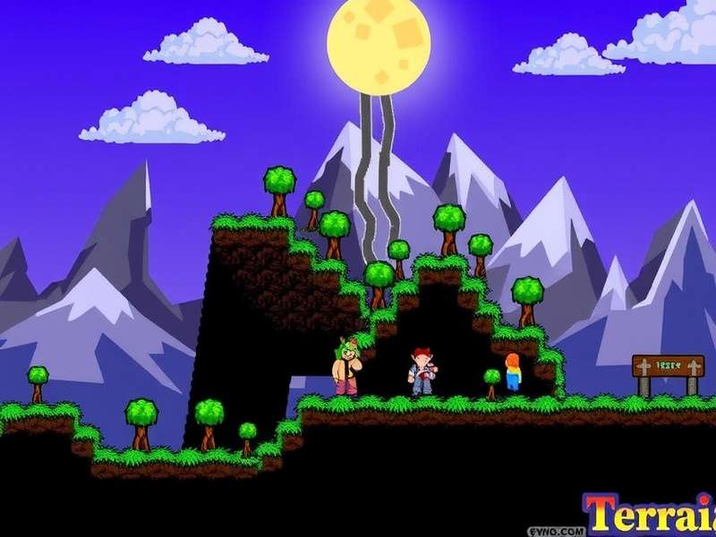 Terraria Forest Biome daytime wallpaper with sun rays