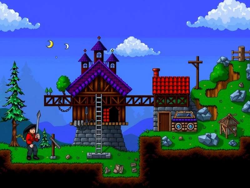 The Autohammer crafting station in Terraria with Chlorophyte Bars nearby