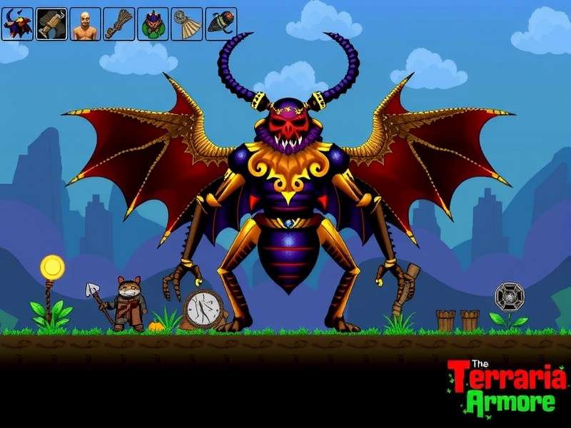Terraria Beetle Armor in-game character showcasing both Shell and Scale mail variants