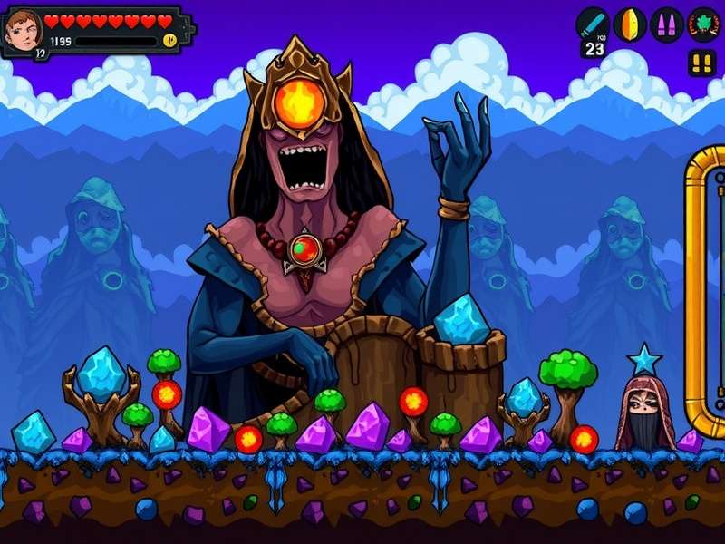 Terraria mining landscape with various ores visible in underground biomes