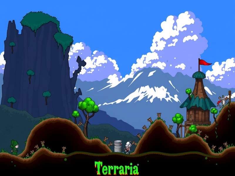 Terraria gameplay screenshot showing character exploration and building