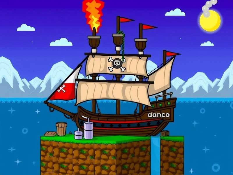 Terraria Pirate Invasion in action with pirates and the Flying Dutchman