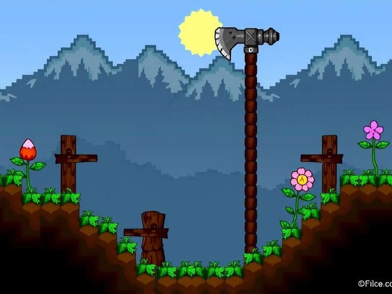 Collage of all major Terraria pickaxes from Copper to Luminite