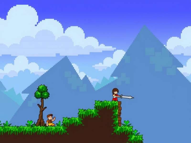 Terraria Grass Blade in action against a Green Slime