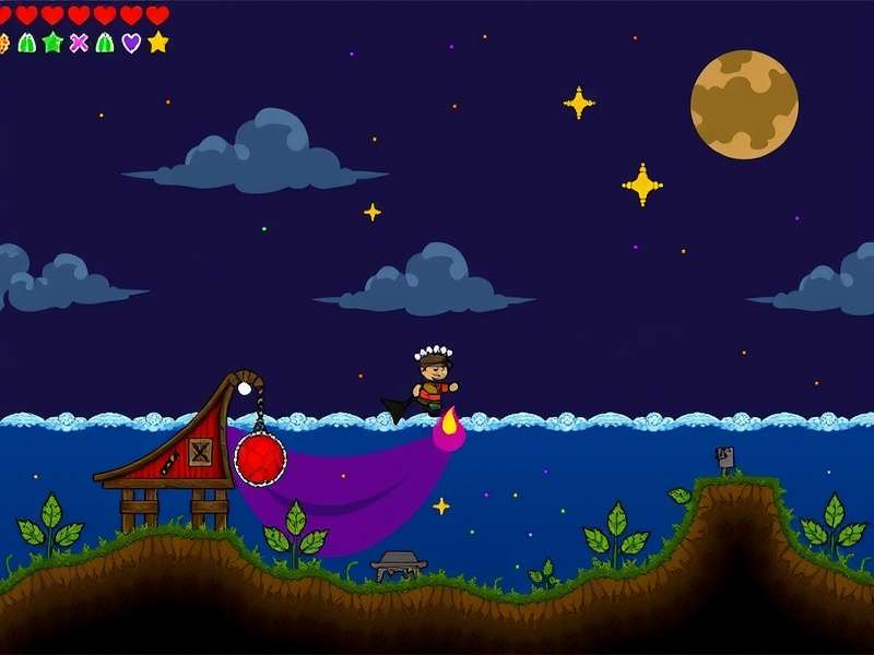 Terraria player fishing in lava pool in the Underworld