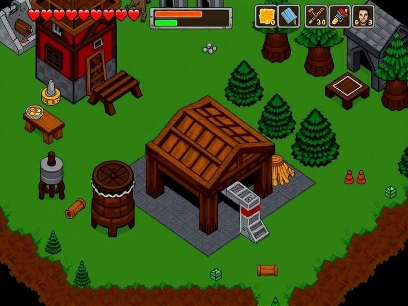 Terraria Sawmill crafting station with wooden furniture examples