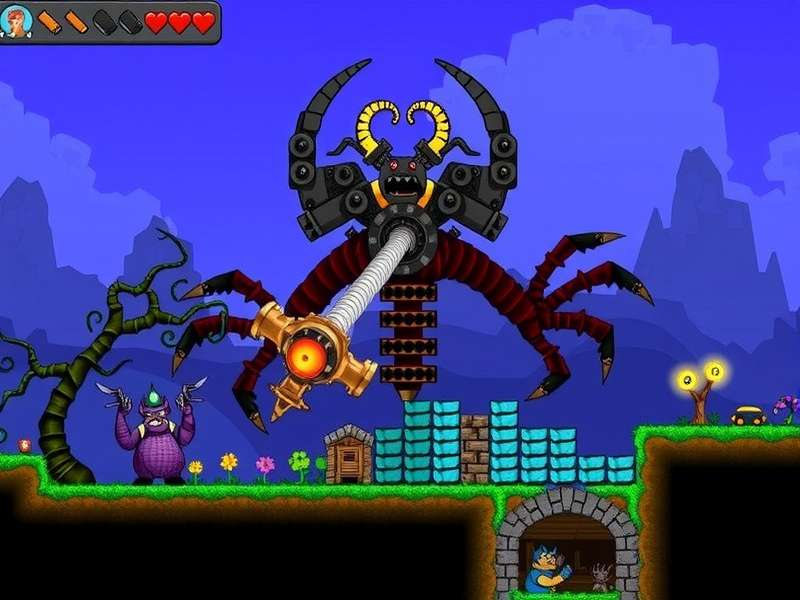 Terraria Mechanical Bosses Artwork - The Destroyer, The Twins, and Skeletron Prime