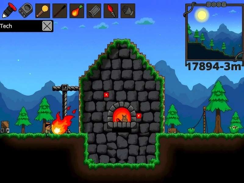 Terraria Furnace crafting guide showing materials and placement