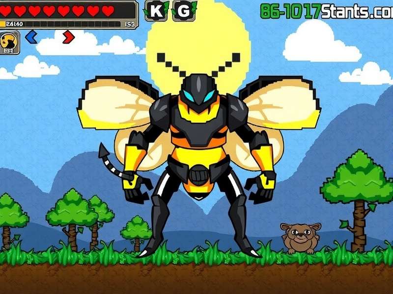 Bee Armor Terraria – full set display with hive wings and stinger sword