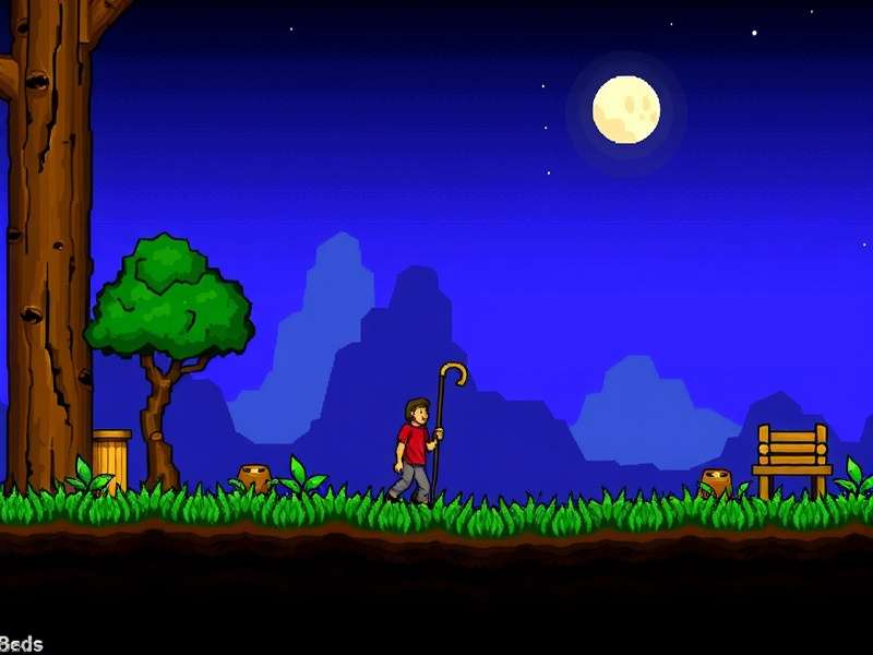 Collection of all Terraria bed types displayed in a vibrant build scene