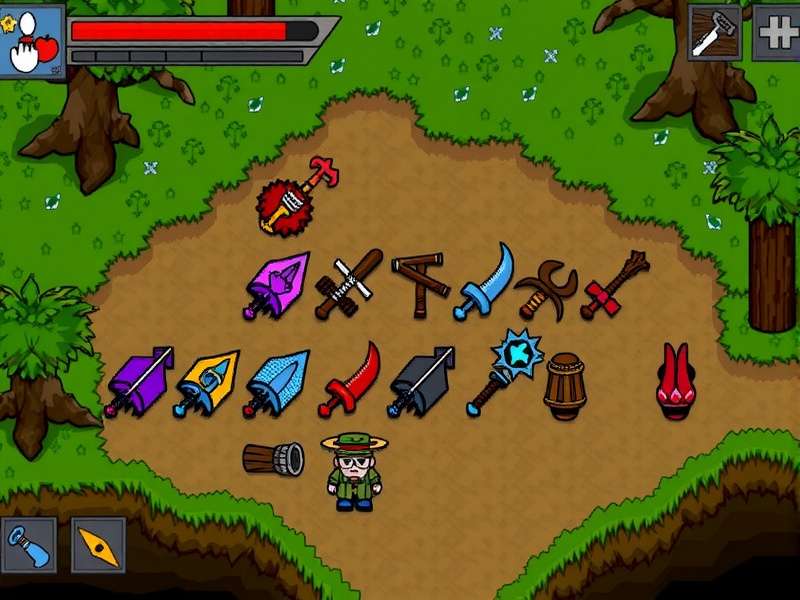 Terraria character with endgame weapons and armour sets